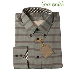 NWT Thomas Dean Blue Gray Stripe Collared Button Down Shirt XL